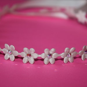 Flower Headband with Swarovski Crystals, Baby girls, photography, Toddlers, Flower girls, gold, silver, white, ivory, pink image 4