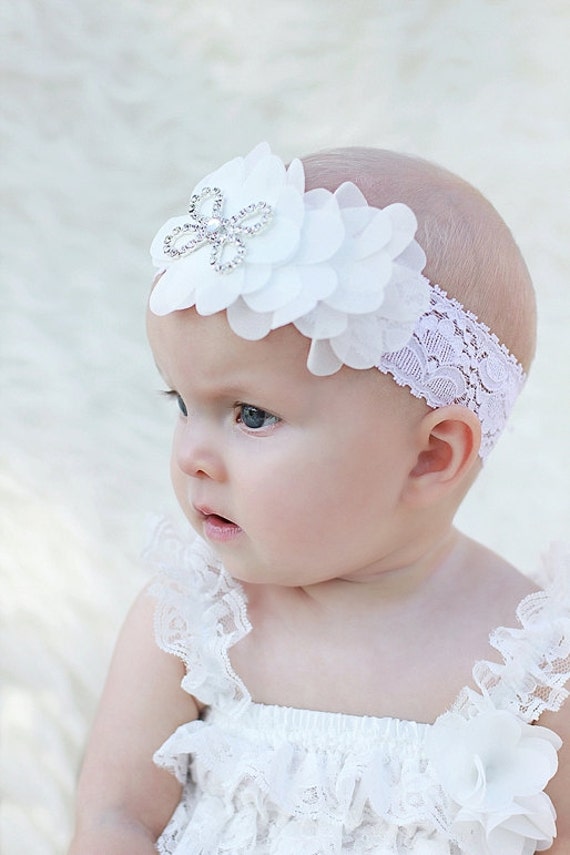 white infant headband