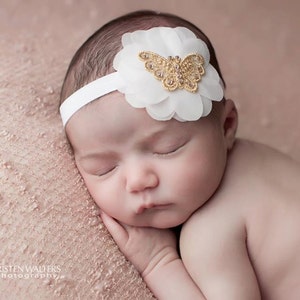 Butterfly Headband, Elegant Headband, Elastic Headband, Delicate Headband, Unique Headband, Baby Girl Accessories, Baby Headbands, Baby girl image 1