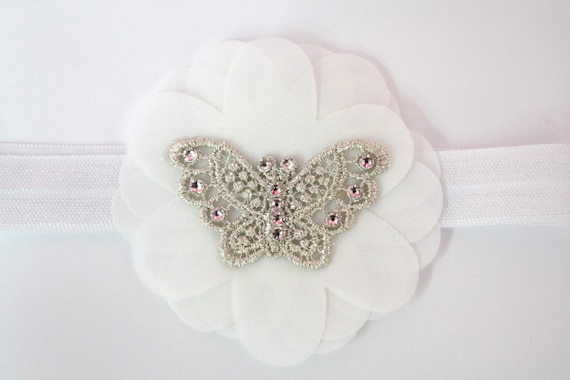 Butterfly Baby Girl Headband, Baby Headband, Flower Headband  display picture 1