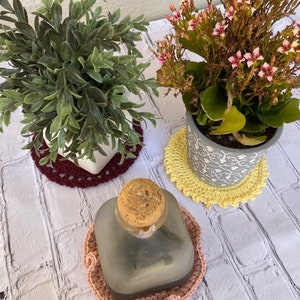 3 Pack Crochet Plant Coaster Doily Mix and Match