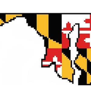 Maryland Outline with State Flag Cross Stitch Download