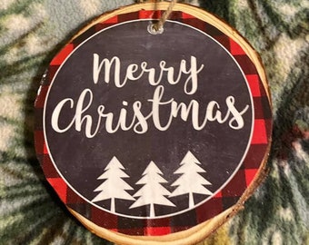 Wooden Disc Christmas Ornament