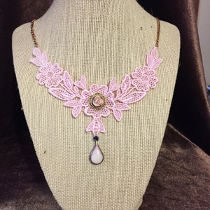 Pink Venetian Lace Bib