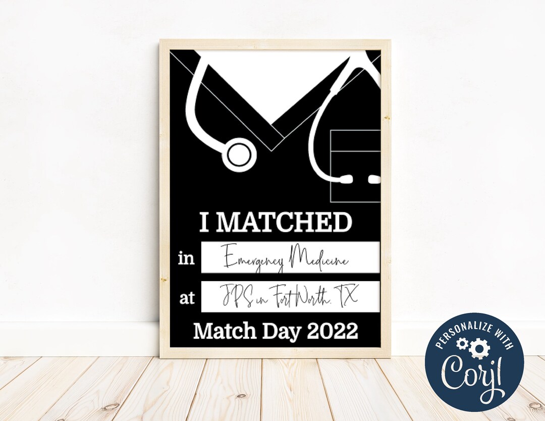 Stethoscope Match Day Announcement Black Medical School Match Day Sign