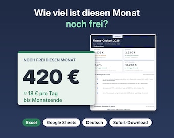 Household Budget Planner in Excel & Google Sheets (German) 2027 | Budget Planner with Automatic Savings and Fixed Costs | How Much Is Left This Month