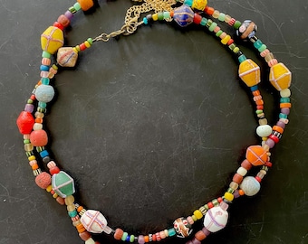 Handcrafted Trade Bead Necklace: Java, Indonesia, Thailand - Boho Hippie