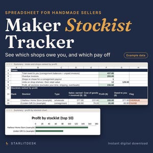 Stockist Tracker Spreadsheet, Consignment and Wholesale Log, Invoice Tracker for Handmade Sellers, Digital Download