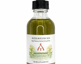 Met moerasspirea doordrenkte kruidenolie | Met kruiden doordrenkte botanische massageolie | Natuurlijke huidverzorgings-, lichaams- en wellnessolie: zeer krachtig