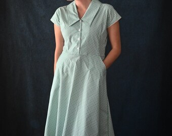 Edwina  // Retro Collar Dress, summer dresses for women, dress, smock dress, cap sleeve cotton dress, 1930's dress