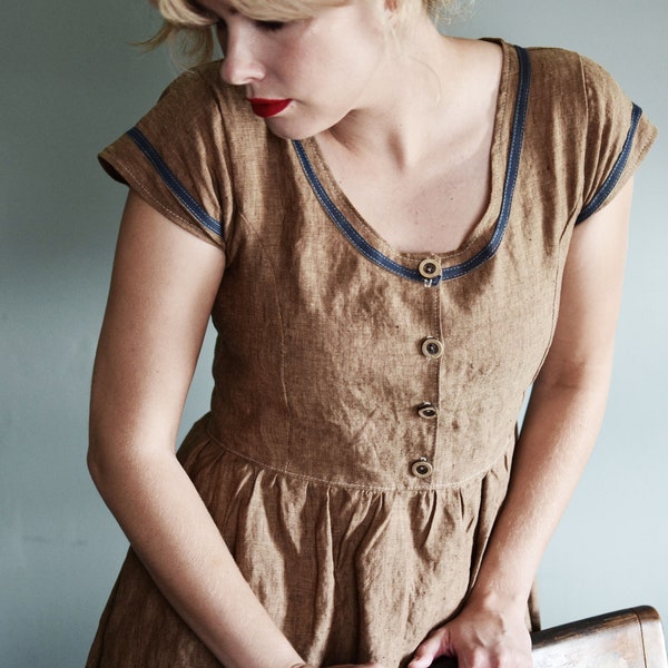 Linen Dresses For Women - Women's Linen Dresses - Long Brown Linen Dress - Handmade 100% Linen Dress - Women's Linen Clothing - Casual Dress