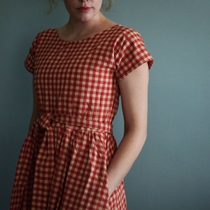 Dress, Vintage Dress, Retro Dress, Long Dress, 1950's Dress, Short Sleeve dress, full dress, summer dresses women, red check dress, 1960's