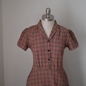 Emmy /1940's Dress / Vintage Dress / Retro Dress / New Vintage Dress / Handmade Vintage Dress / Shirt Dress / Brown Cotton Dresses for women image 5