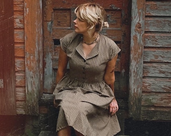 SuperMarket Dress / Day Dress / 1950's dress /  Summer Dress / Retro Dress / Vintage Dress / Long Dress / Plaid Dress / Short Sleeve Dress