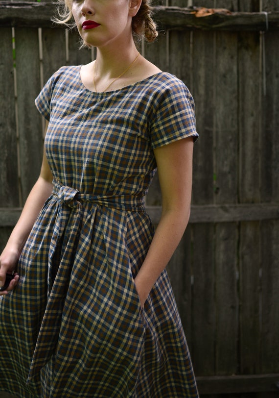 meten verdrievoudigen Beheren Vintage jurken voor vrouwen Vintage Retro Plaid Jurk - Etsy België
