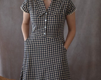 Edwina  // Retro Collar Dress, summer dresses for women, dress, smock dress, long sleeve cotton dress, 1930's dress