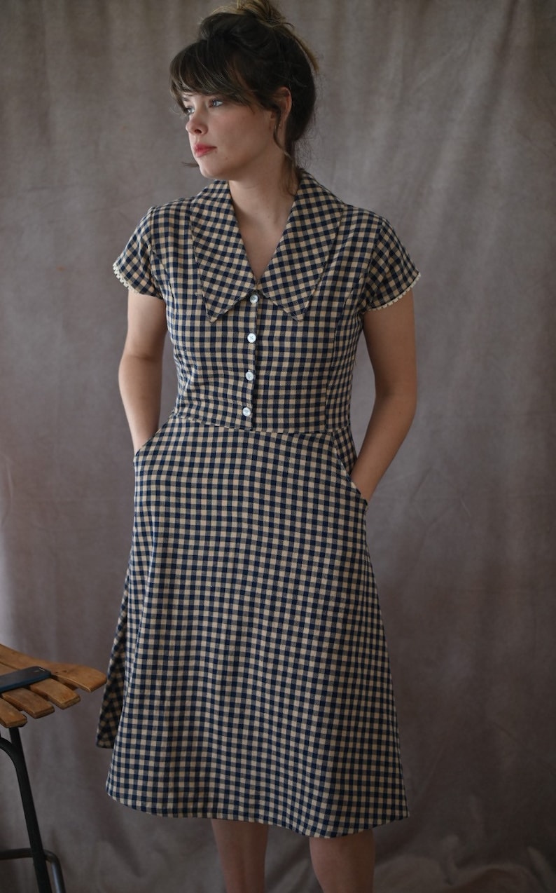 Indian Summers Inspired Clothing     Edwina  // Retro Collar Dress summer dresses for women dress smock dress long sleeve cotton dress 1930s dress  AT vintagedancer.com