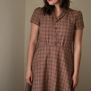 Emmy /1940's Dress / Vintage Dress / Retro Dress / New Vintage Dress / Handmade Vintage Dress / Shirt Dress / Brown Cotton Dresses for women image 4