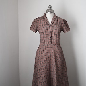 Emmy /1940's Dress / Vintage Dress / Retro Dress / New Vintage Dress / Handmade Vintage Dress / Shirt Dress / Brown Cotton Dresses for women image 2