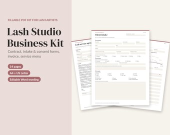 Lash Consent Form, Lash Tech Forms Bundle, Eyelash Extension Client Intake, Lash Service Agreement, Aftercare, Lash Map, Fillable PDF