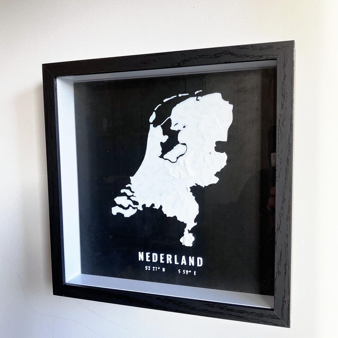 Netherlands 3D Relief Map, Framed 3D Map Wall Art, 3D Printed ...