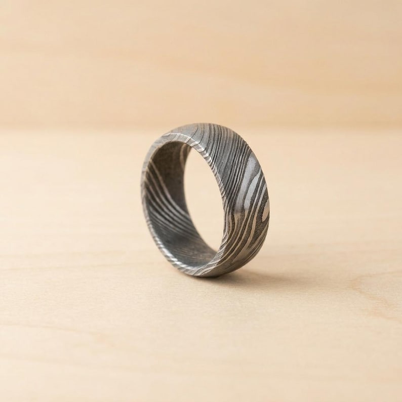 Handmade Damascus Steel Ring – Hand Forged Men's Engagement & Wedding ...