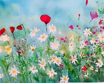 original watercolor - wild flowers