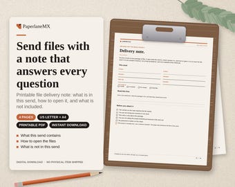 Printbare leveringsbon | Overdrachtsformulier voor freelancers en ontwerpers | PDF van 4 pagina's | Direct downloaden | Letter- en A4-formaat