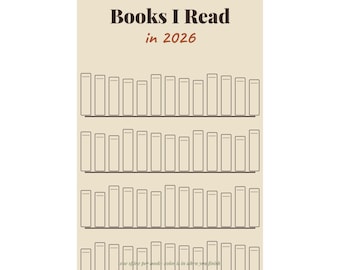 Books I Read in 2026 Poster, Reading Tracker Wall Art, Bookshelf Coloring Poster, Book Lover Gift, 52 Book Challenge