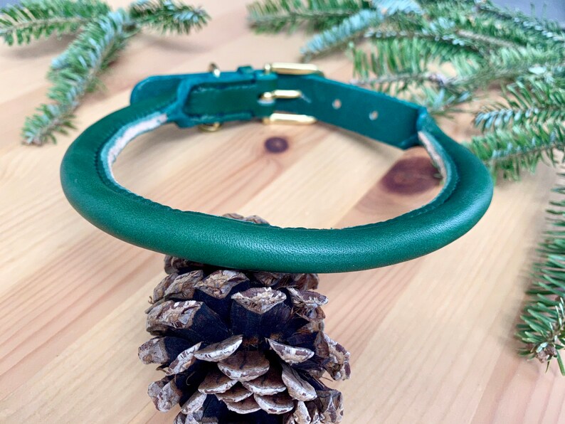 Custom Rolled Leather Dog Collar Handstitched Etsy