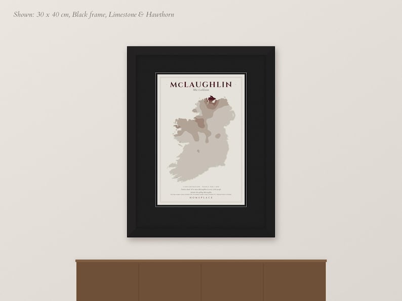 Mclaughlin Irish Gift, Surname Map Wall Art, Irish Family Name Print ...