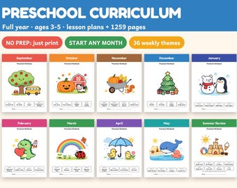 Programme préscolaire annuel, leçons et fiches d'exercices pour l'instruction à domicile en maternelle, programme pour garderie (3-5 ans), cahiers d'exercices préscolaires imprimables