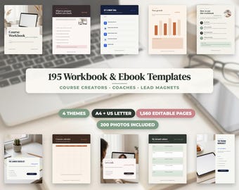 Ensemble de modèles de cahiers d'exercices, modèle d'ebook modifiable, kit de création de cours, aimant à prospects, cahier d'exercices de coaching, PowerPoint, A4 + US Letter