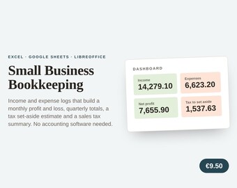 Foglio di calcolo per la contabilità delle piccole imprese, strumento di monitoraggio delle entrate e delle uscite, modello per il conto economico (Excel/Fogli Google)