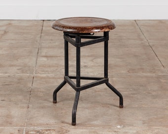 Adjustable Stool with Wood Seat by Campbell Corporation