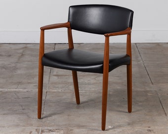 Ejner Larsen and Aksel Bender Madsen Leather & Teak Chair for Willy Beck