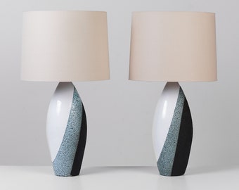 Pair of Ettore Sottsass for Bitossi Glazed Ceramic Lamps