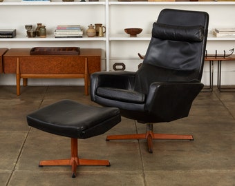 Leather Lounge Chair and Ottoman by Ib Madsen & Acton Schübell
