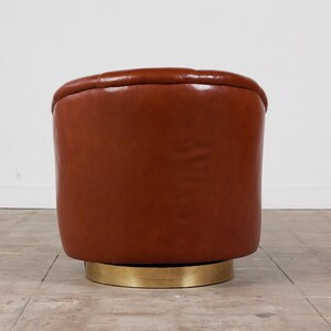 Karl Springer Style Leather Swivel Chair image 6