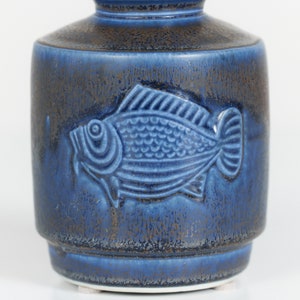 Wilhelm Kåge Blue Glazed Fish Vase for Gustavsberg Studio image 9