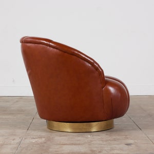 Karl Springer Style Leather Swivel Chair image 5