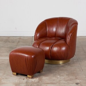 Karl Springer Style Leather Swivel Chair image 10