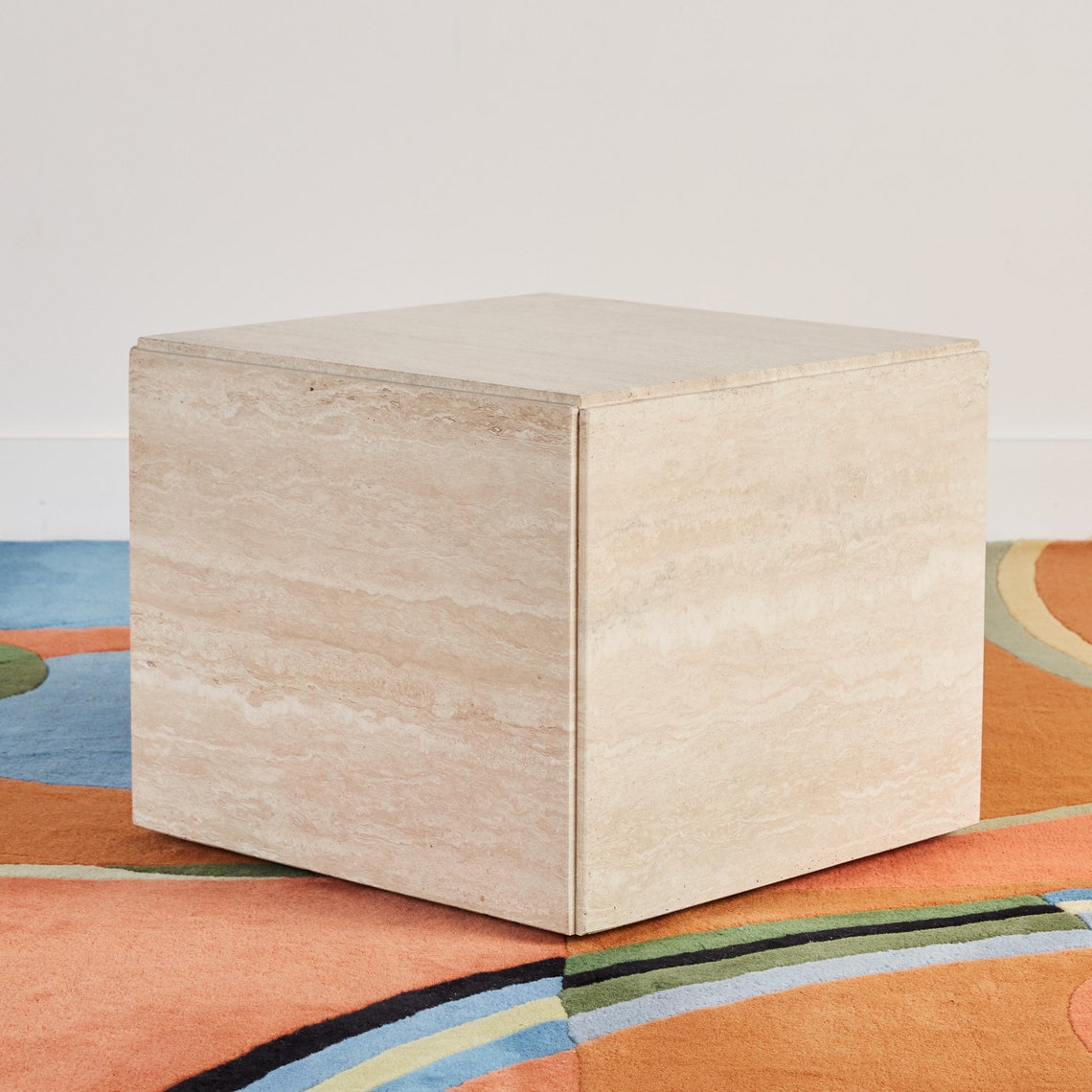 Postmodern Italian Travertine Cube Side Table Etsy