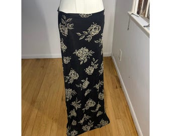 Vintage Charlotte Russe Glitter Rose Slinky Maxi Skirt