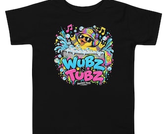 Toddler Rave Shirt, Wubz N Tubz Funny Bath Time EDM Tee, Little Raver Outfit
