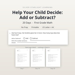 First Grade Add or Subtract Practice | Math Word Problems Within 20