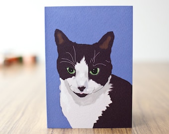 Tuxedo Cat / Hand illustrated A6 art card or A4 giclée art print / Pop art / Kids room / Nursery decor / Gifts for animal lovers