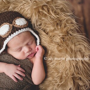 Crochet Aviator Hat with Goggles- Photo Prop
