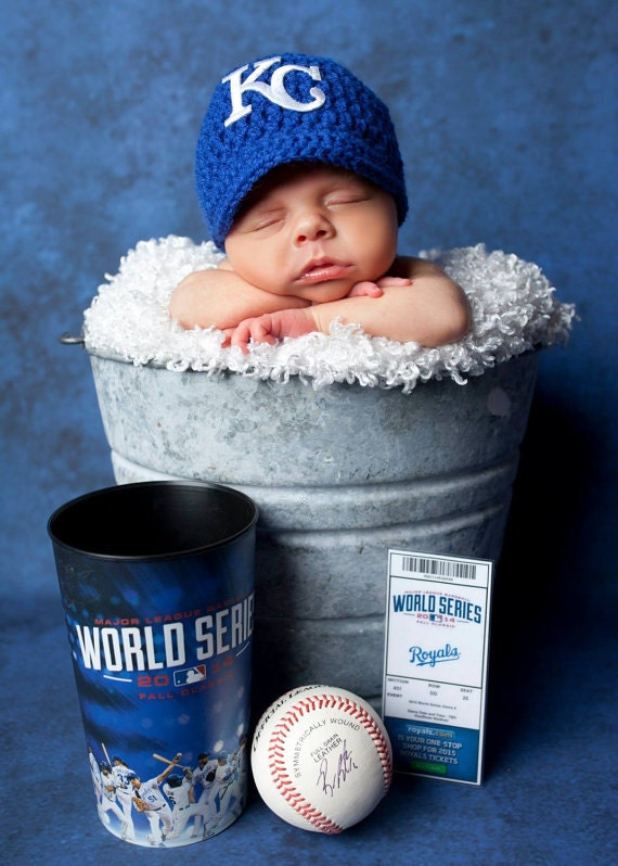 Crochet KC Royals Hat Photo Prop Baseball Cap 