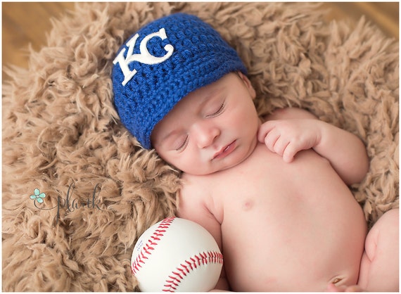 Crochet Kansas City Royals Hat Photo Prop Baseball Cap 